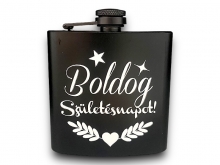 Fém flaska fekete 6oz szülinap - 01