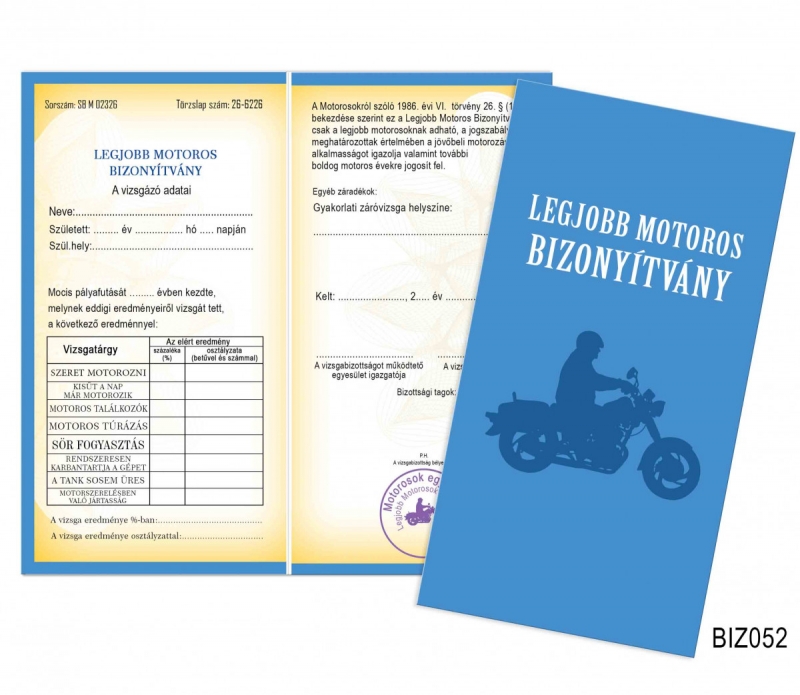 Bizonyítvány BIZ052